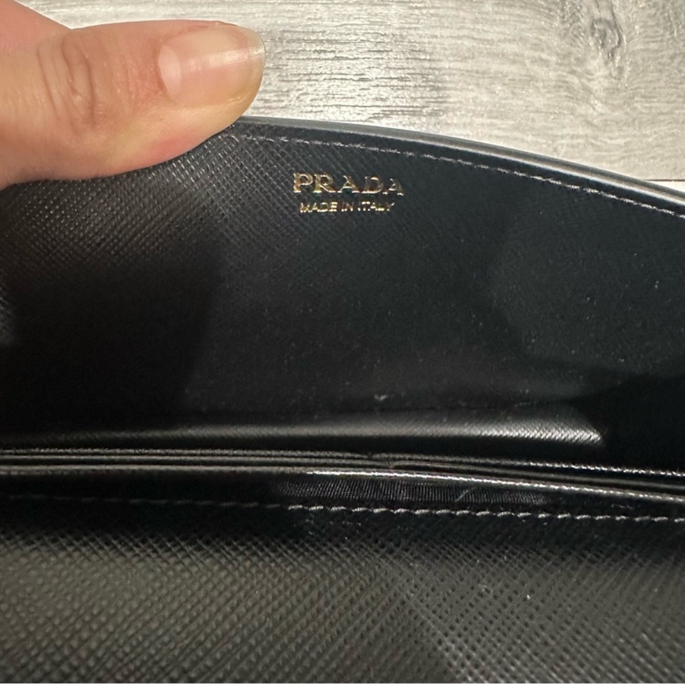 Prada Black and Gold Saffiano Leather Wallet on a Chain - Picture 9 of 11